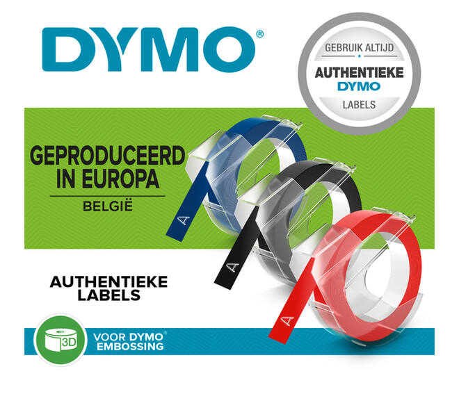 Reliëftape Dymo embossing vinyl 9mm assorti 3 stuks