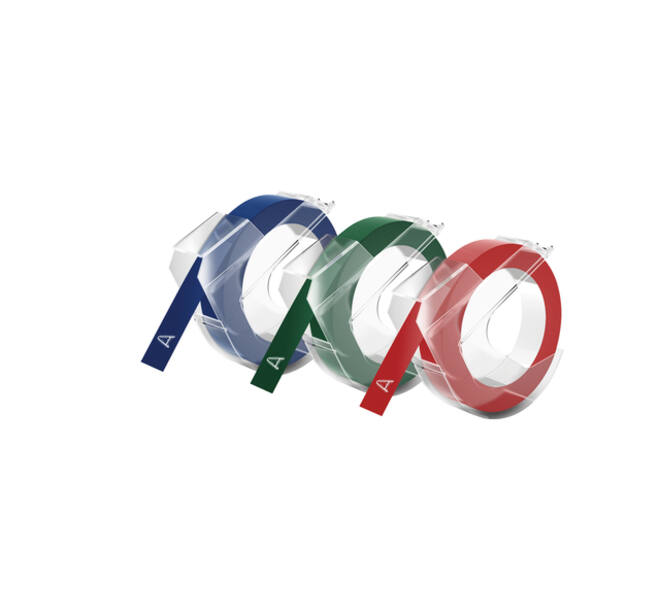 Reliëftape Dymo embossing vinyl 9mm assorti 3 stuks