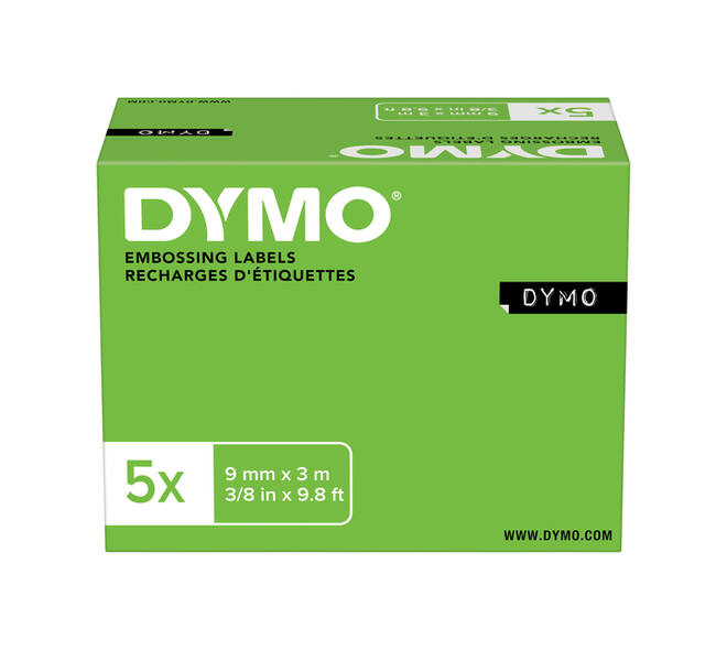 Reliëftape Dymo embossing vinyl 9mm assorti 3 stuks