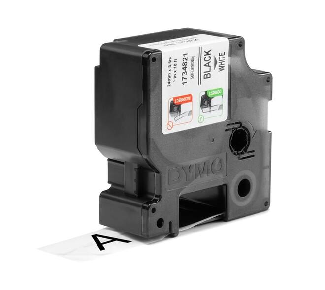 Labeltape Dymo Rhino industrieel zelflaminerend 24mm zwart op wit