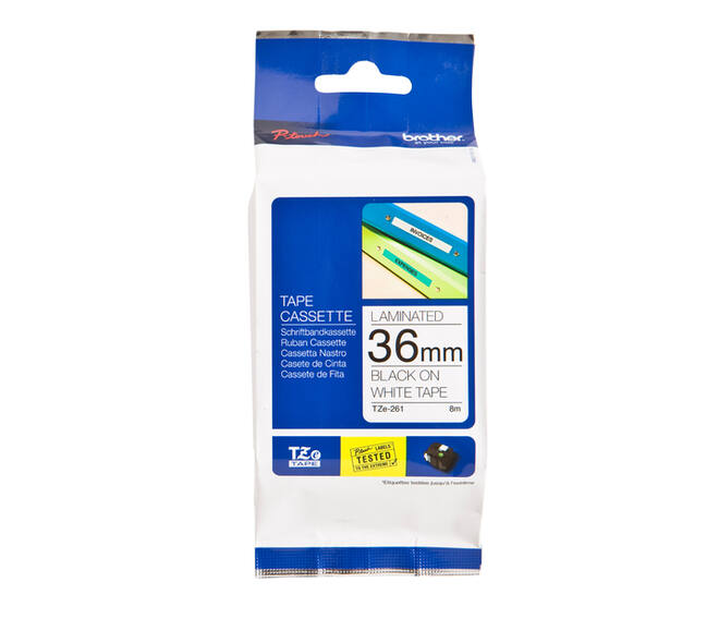 Labeltape Brother P-touch TZe-261 standaard 36mm zwart op wit