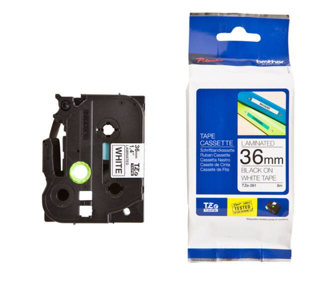 Labeltape Brother P-touch TZe-261 standaard 36mm zwart op wit