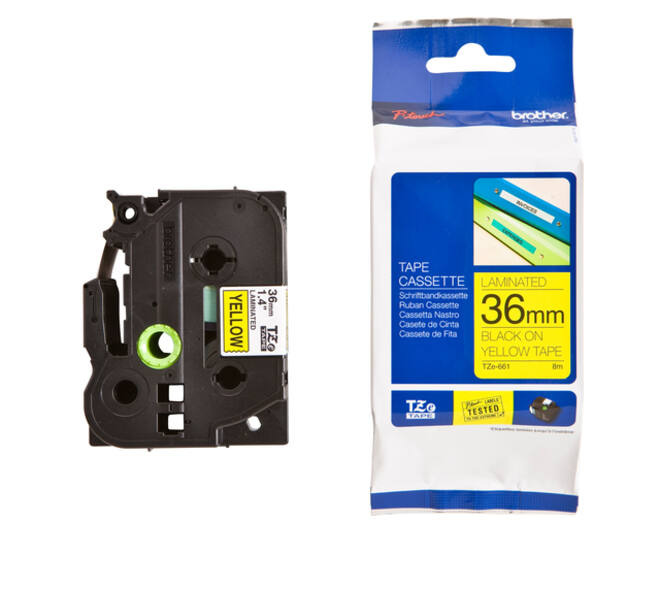 Labeltape Brother P-touch TZe-661 standaard 36mm zwart op geel