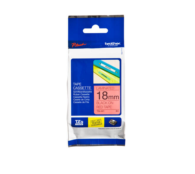 Labeltape Brother P-touch TZe-441 standaard 18mm zwart op rood