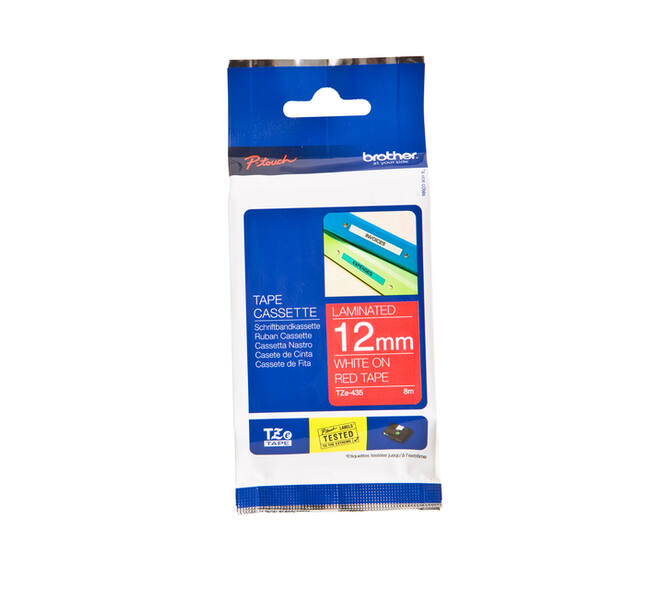Labeltape Brother P-touch TZe-435 standaard 12mm wit op rood