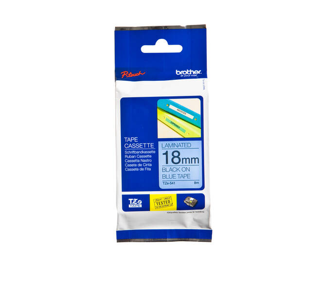 Labeltape Brother P-touch TZe-541 standaard 18mm zwart op blauw
