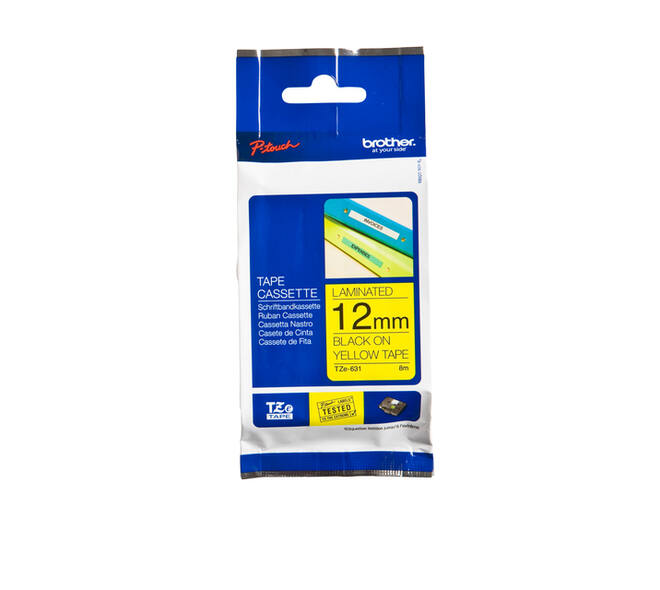 Labeltape Brother P-touch TZe-631 standaard 12mm zwart op geel