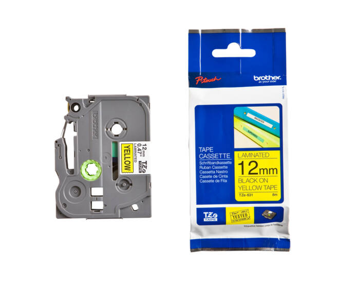 Labeltape Brother P-touch TZe-631 standaard 12mm zwart op geel