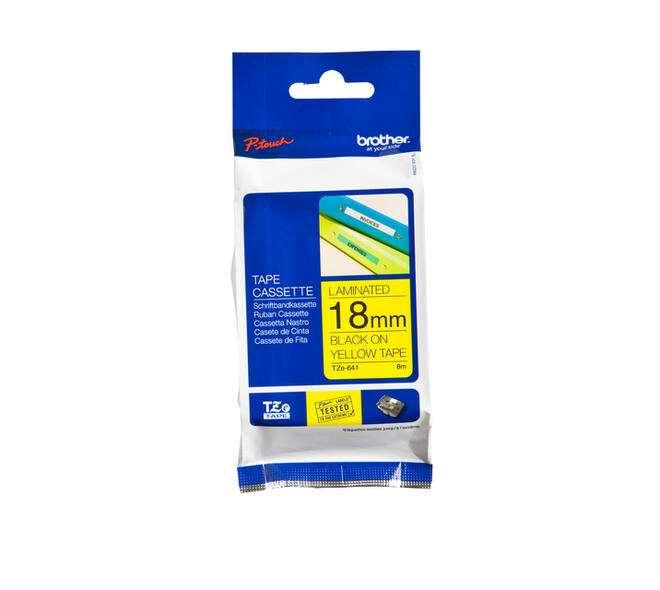 Labeltape Brother P-touch TZe-641 standaard 18mm zwart op geel