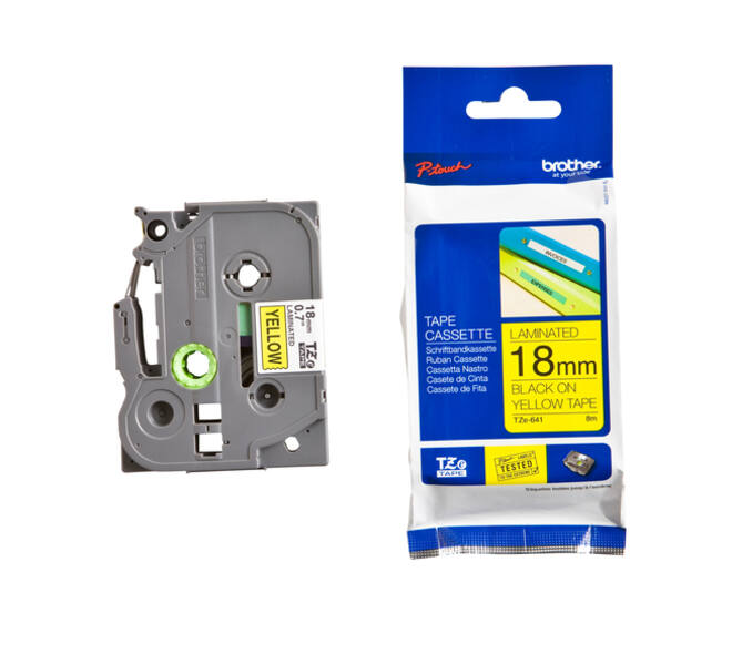 Labeltape Brother P-touch TZe-641 standaard 18mm zwart op geel
