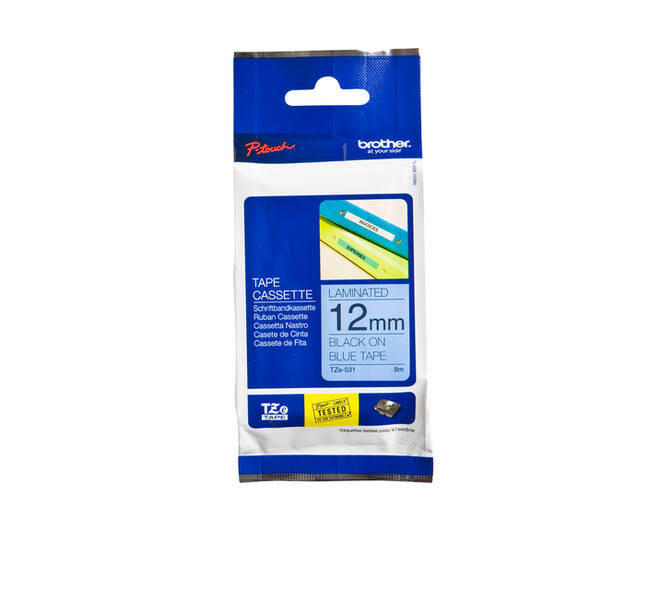 Labeltape Brother P-touch TZe-531 standaard 12mm zwart op blauw