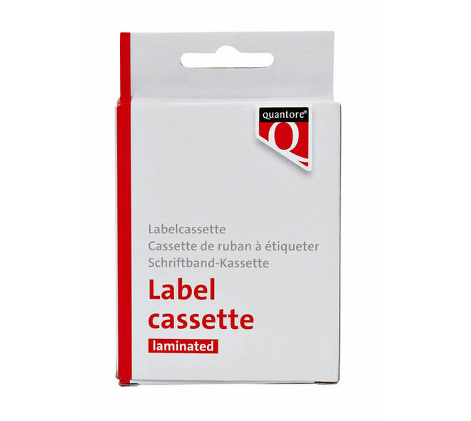 Labeltape Quantore TZe-221 9mmx8m zwart op wit