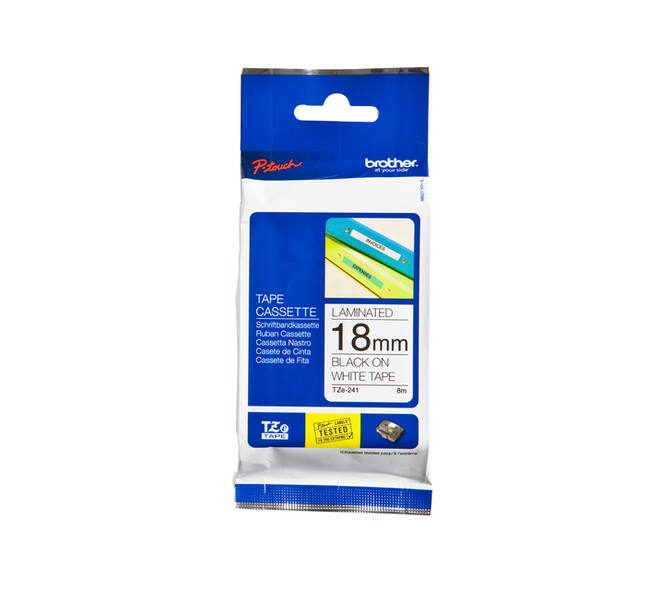 Labeltape Brother P-touch TZe-241 standaard 18mm zwart op wit