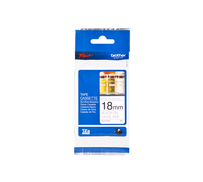 Labeltape Brother P-touch TZe-N241 ongelamineerd 18mm zwart op wit