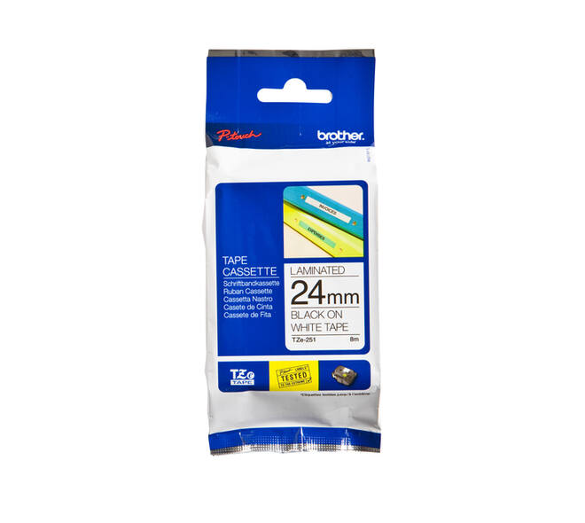 Labeltape Brother P-touch TZe-251 standaard 24mm zwart op wit