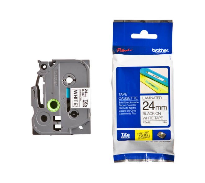 Labeltape Brother P-touch TZe-251 standaard 24mm zwart op wit