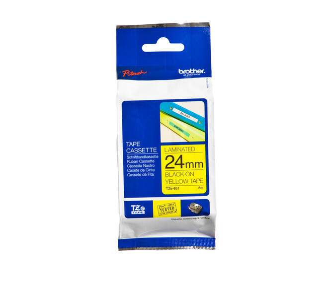 Labeltape Brother P-touch TZe-651 standaard 24mm zwart op geel