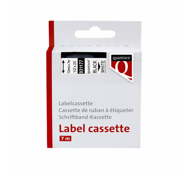 Labeltape Quantore 45013 12mmx7m zwart op wit