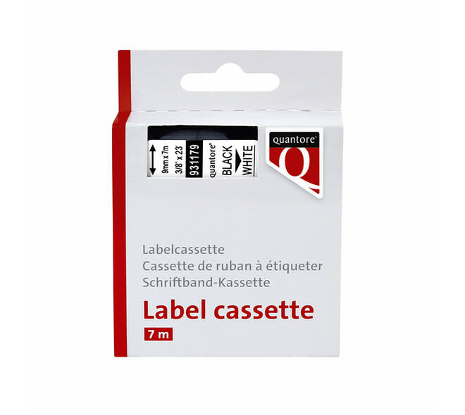 Labeltape Quantore 40913 9mmx7m zwart op wit