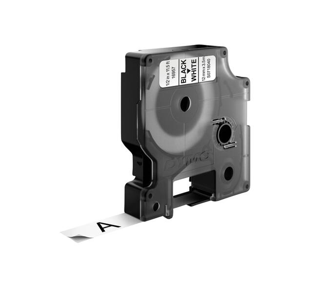 Labeltape Dymo LabelManager D1 nylon 12mm zwart op wit