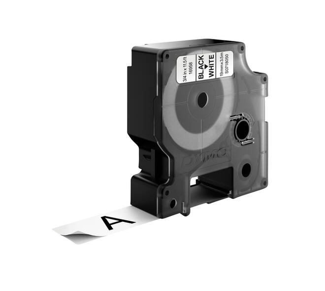 Labeltape Dymo LabelManager D1 nylon 19mm zwart op wit