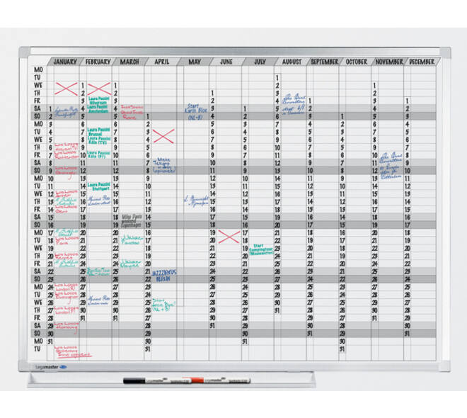 Planbord Legamaster professional jaarplanner hor 90x120cm