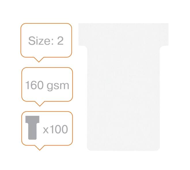 T-kaart Nobo nr.2 48mm wit 100 stuks
