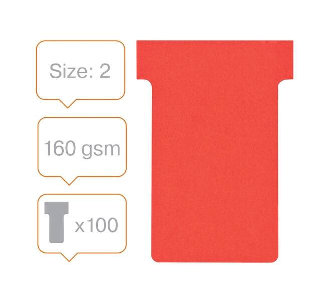 T-kaart Nobo nr.2 48mm rood 100 stuks