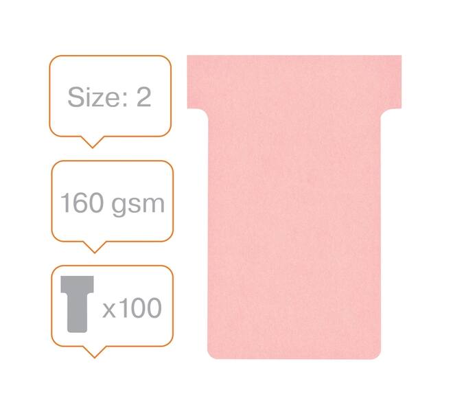 T-kaart Nobo nr.2 48mm roze 100 stuks