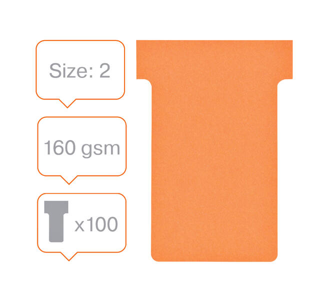 T-kaart Nobo nr.2 48mm oranje 100 stuks
