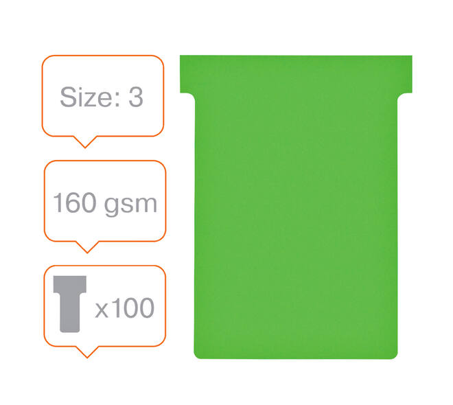 T-kaart Nobo nr.3 80mm groen 100 stuks