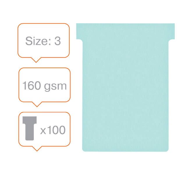 T-kaart Nobo nr.3 80mm blauw 100 stuks