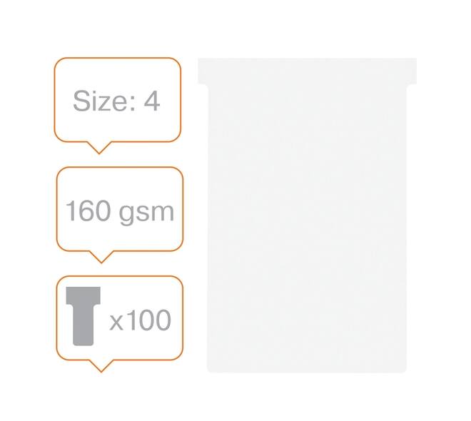 T-kaart Nobo nr.4 112mm wit 100 stuks