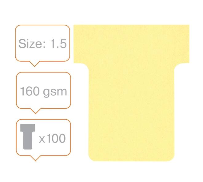 T-kaart Nobo nr. 1.5 36mm geel 100 stuks
