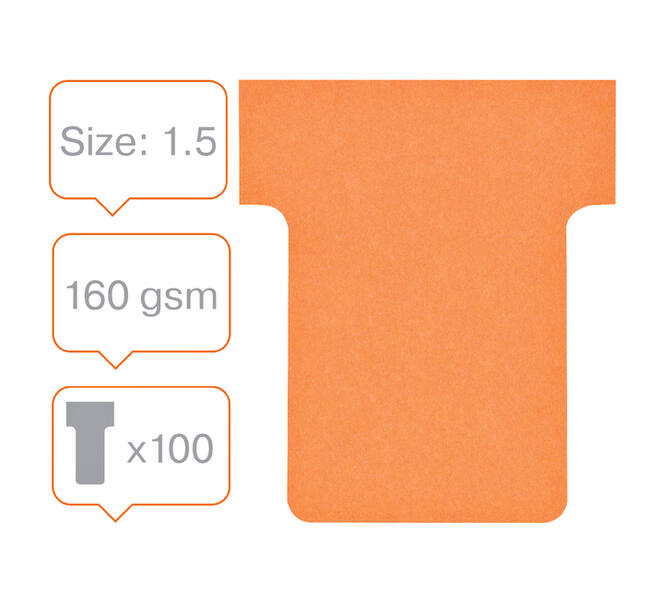 T-kaart Nobo nr 1.5 36mm oranje 100 stuks