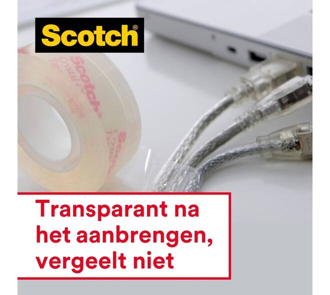 Plakband Scotch Crystal 600 19mmx7.5m transparant 2+1 gratis + handdispenser