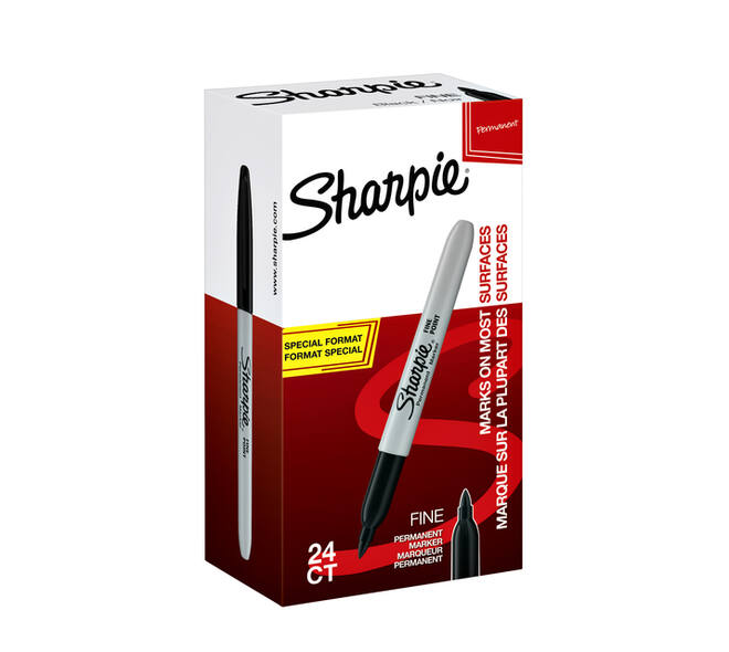 Viltstift Sharpie rond fijn zwart valuepack à 20 + 4 stuks gratis