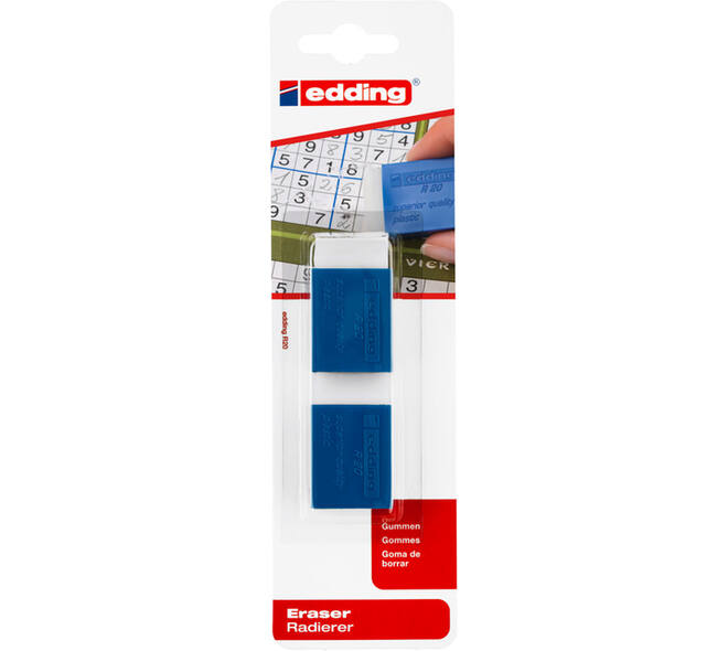 Gum edding R20 met kunststof blauwen houder 2 stuks