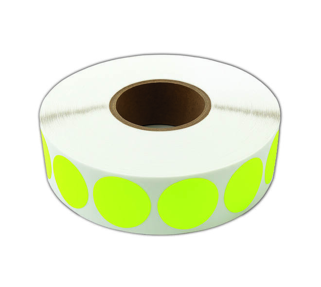 Etiket 25x25mm rond fluor geel permanent K45, 2000rol