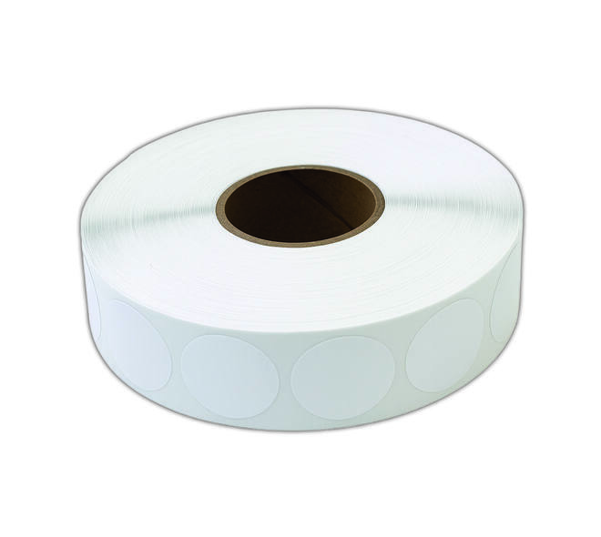 Etiket 25x25mm rond wit permanent K45, 2000rol