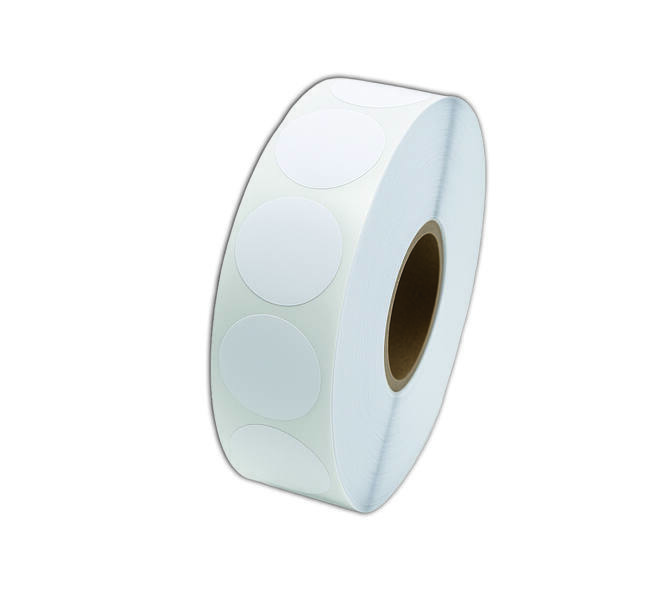 Etiket 25x25mm rond wit permanent K45, 2000rol