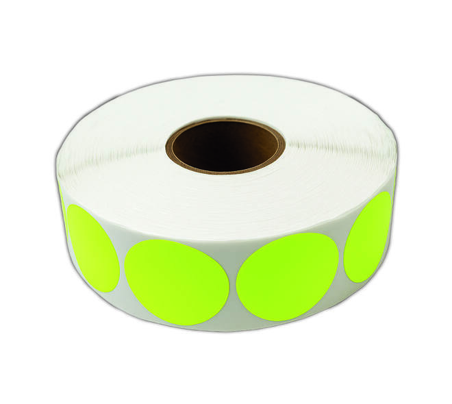 Etiket 35x35mm rond fluor geel permanent k45, 2000rl