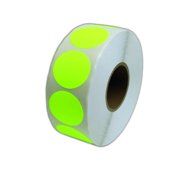 Etiket 35x35mm rond fluor geel permanent k45, 2000rl
