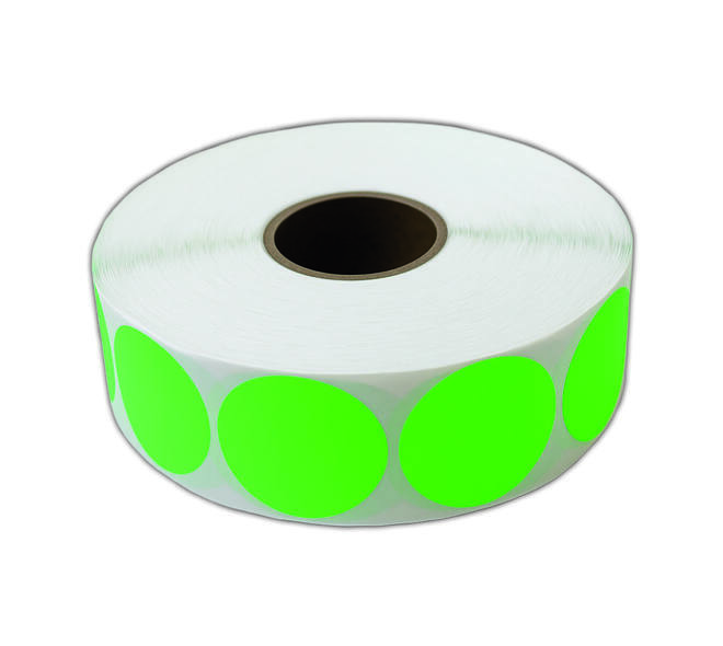 Etiket 35x35mm rond fluor groen permanent k45, 2000rl