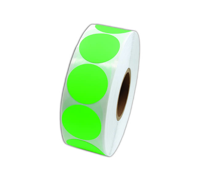 Etiket 35x35mm rond fluor groen permanent k45, 2000rl