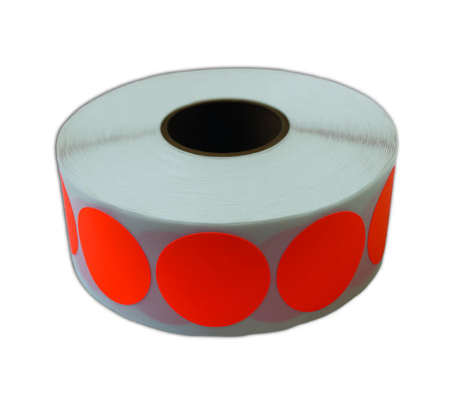 Etiket 35x35mm rond fluor oranje permanent k45, 2000rl