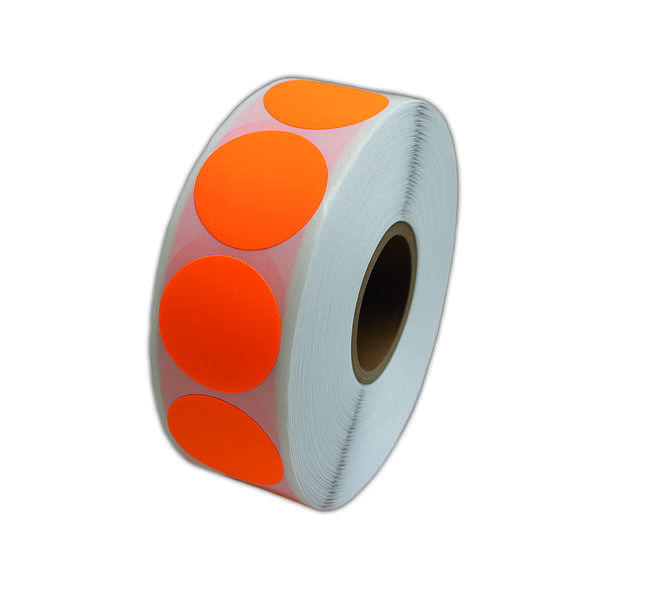 Etiket 35x35mm rond fluor oranje permanent k45, 2000rl