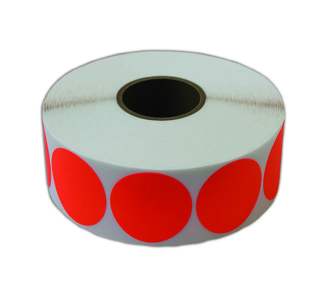 Etiket 35x35mm rond fluor rood permanent k45, 2000rl