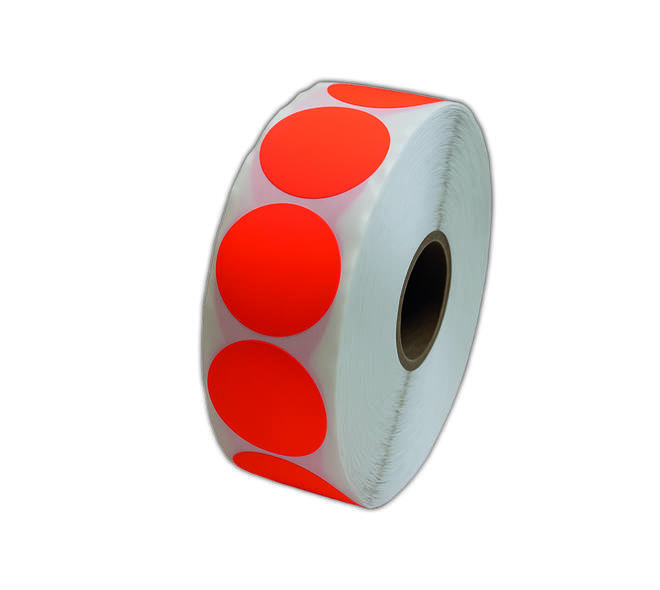 Etiket 35x35mm rond fluor rood permanent k45, 2000rl