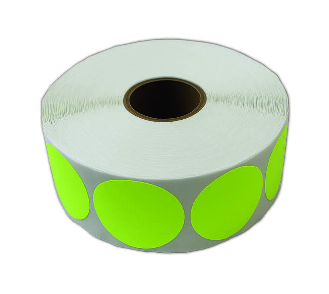 Etiket 50x50mm rond fluor geel premanent K45, 2000rol